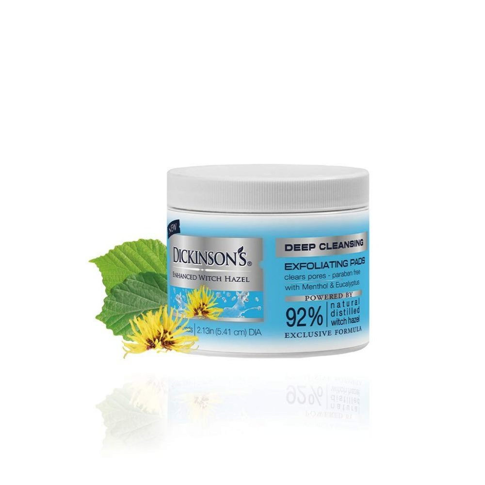 Dickinson's Enhanced Witch Hazel Deep Cleansing Exfoliating Pads, Menthol and Eu